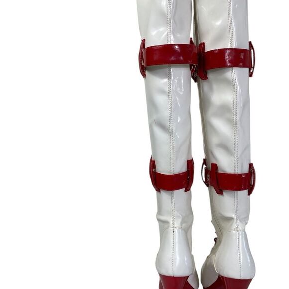 Funtasma Medic boots 6 Pleaser Wht/ Red lace up, zip, buckles - Picture 9 of 9